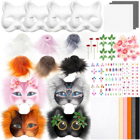 Seenelling Therian mask kit pink blank cat masks for DIY cosplay