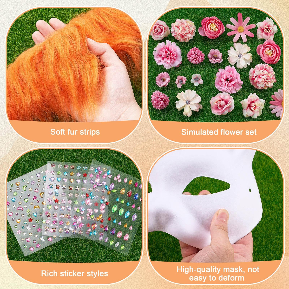 Seenelling Therian mask kit pink faux fur strips for textured decorating