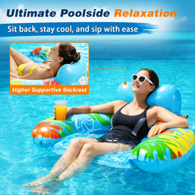 SEETOHOME 3pack pool floats adults showing blue green pink color variety