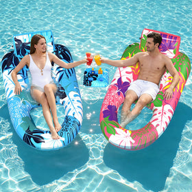 SEETOHOME extra-large pool lounger 64x37 with ergonomic backrest.