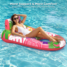 SEETOHOME heavy-duty float supports up to 400 lb for stable lounging.