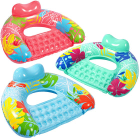 SEETOHOME pool float chair blue for relaxed lounging with built-in cup holder