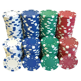 SEETOOOGAMES 200-piece poker chips in red-green-white-blue for home game nights.