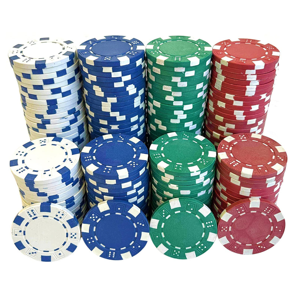 SEETOOOGAMES 200-piece poker chips in red-green-white-blue for home game nights.