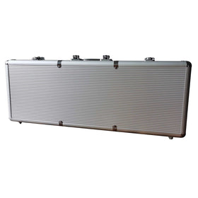SEETOOOGAMES aluminum poker chip case front view with polished frame and lock