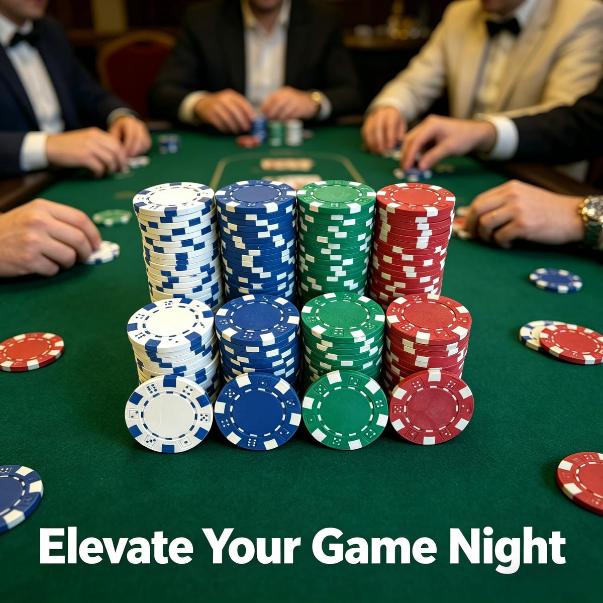 SEETOOOGAMES blue striped chip close-up with casino-style look for home play.