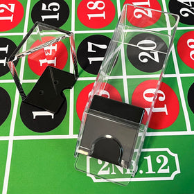 SEETOOOGAMES dealer set in clear acrylic offering durable, repeat-use design.