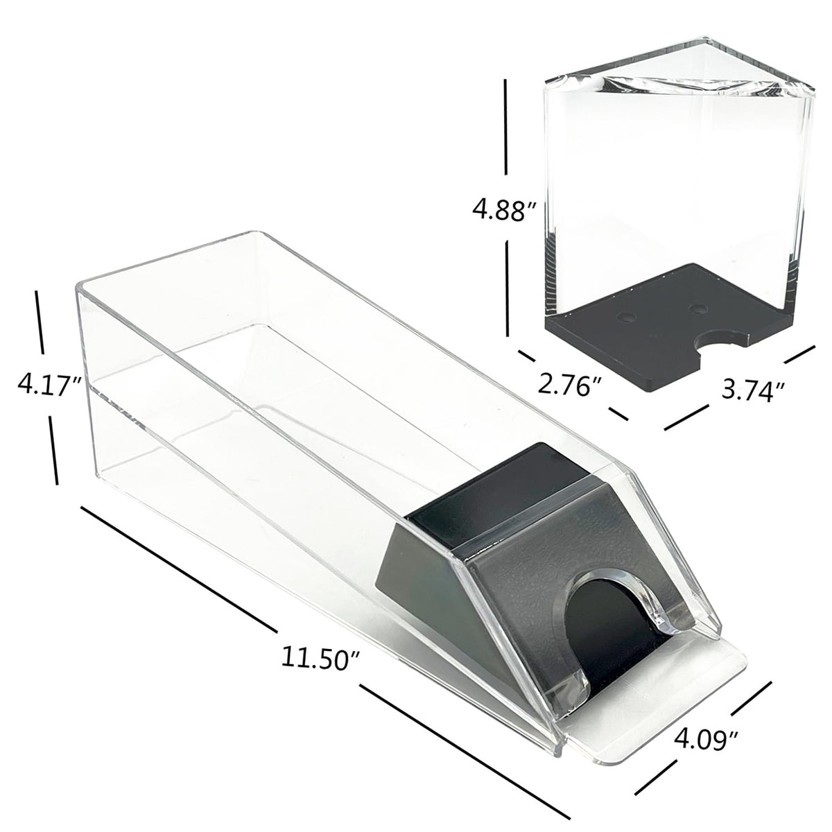 SEETOOOGAMES discard tray in clear acrylic keeps cards organized during home games.