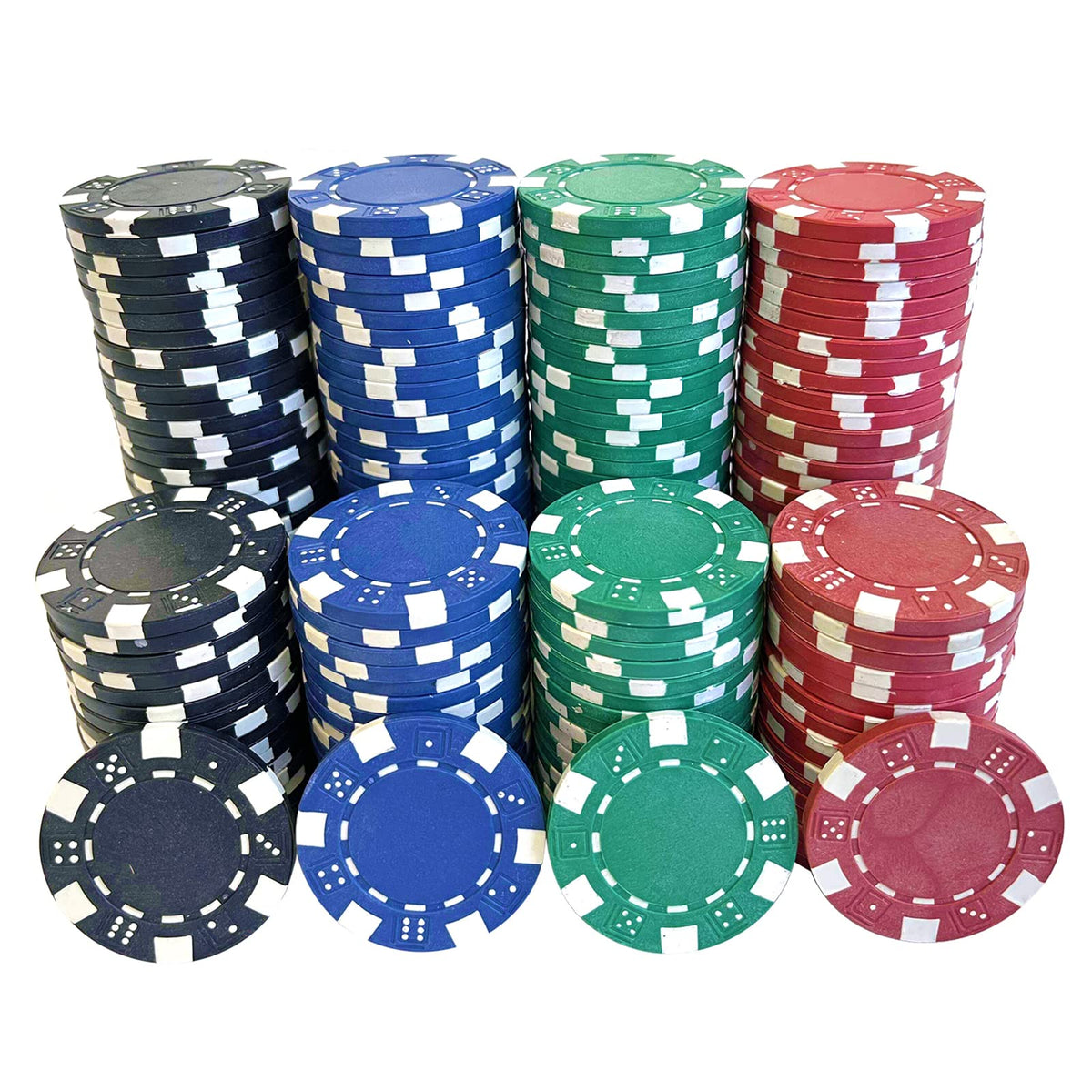 SEETOOOGAMES poker chips 200-piece set in red, green, black, blue for home casino fun.