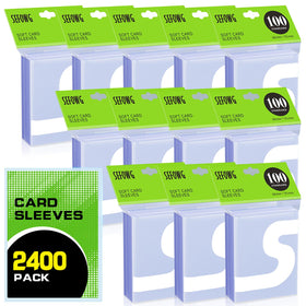 SEFOWG 2400ct clear card sleeves bulk pack offering crystal clarity for easy viewing