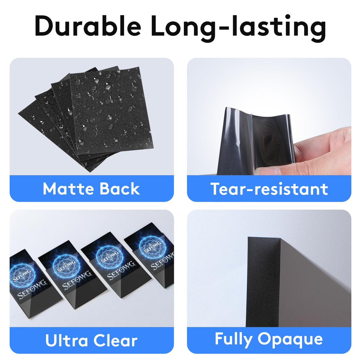 SEFOWG 66x91mm matte-back sleeves; provides better grip during shuffles.