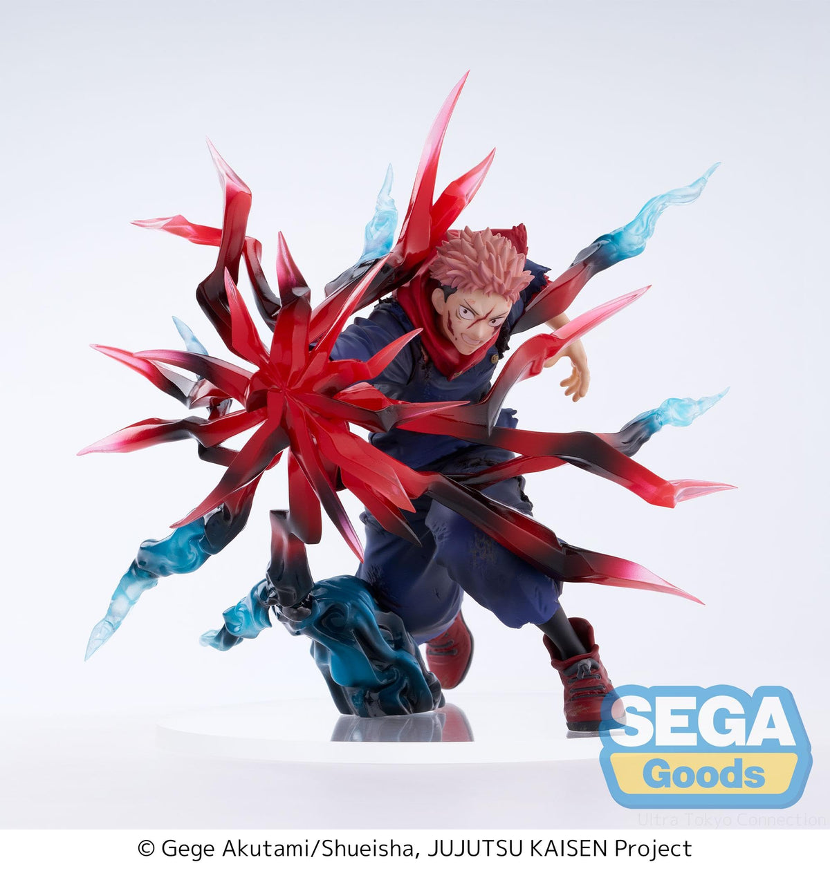 SEGA Luminasta Yuji Itadori front view highlights detailed sculpt on shelves.