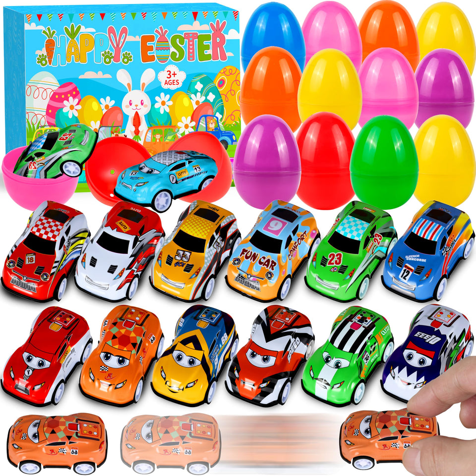 Seifar Easter eggs with pull-back cars for joyful egg hunts