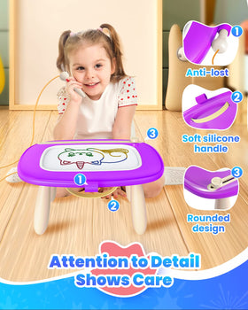 Seimome Doodle Board back silicone handle makes it easy for kids to pick up.