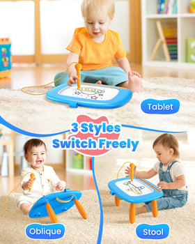 Seimome doodle board encourages learning numbers and alphabet.