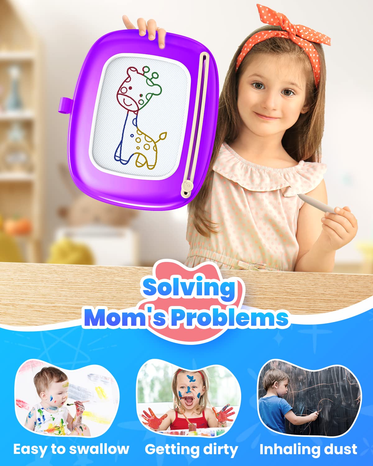 Seimome Doodle Board portable 13.1 x 10.7 inch size fits bags.