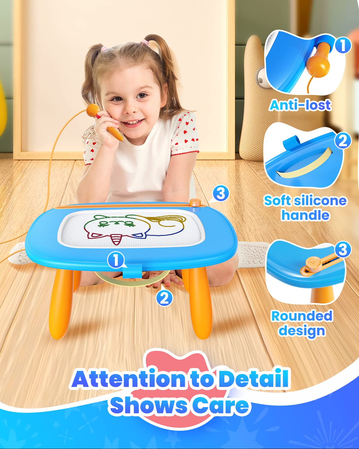 Seimome stable detachable legs prevent wobble during doodling.