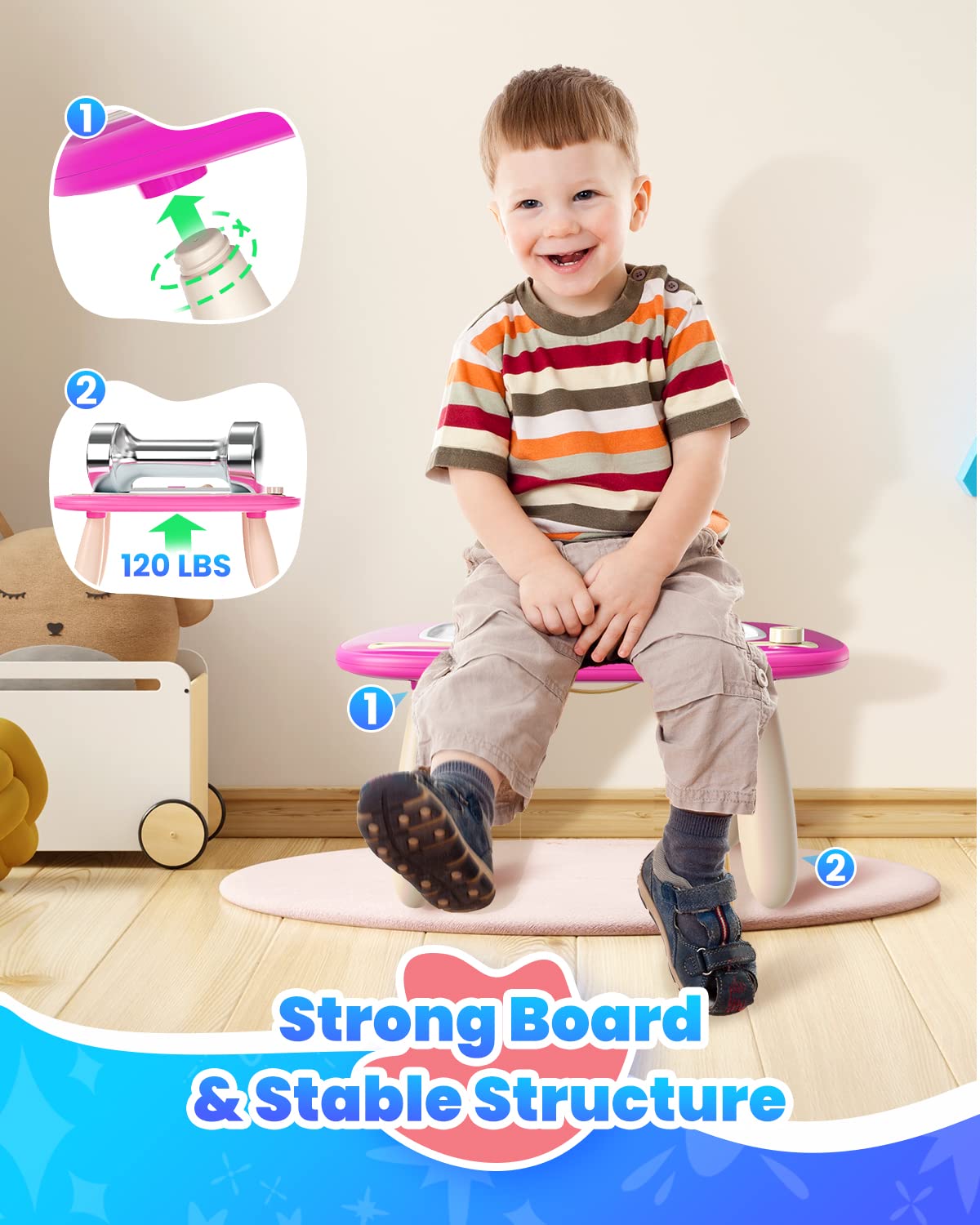 Toddler enjoys creative play with Seimome doodle board.