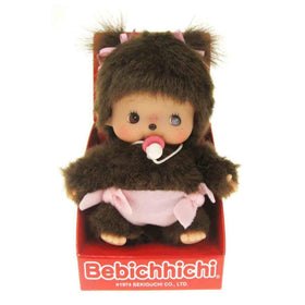 Sekiguchi Monchhichi Bebichhichi 16cm doll in display box, ideal for gifting and display.