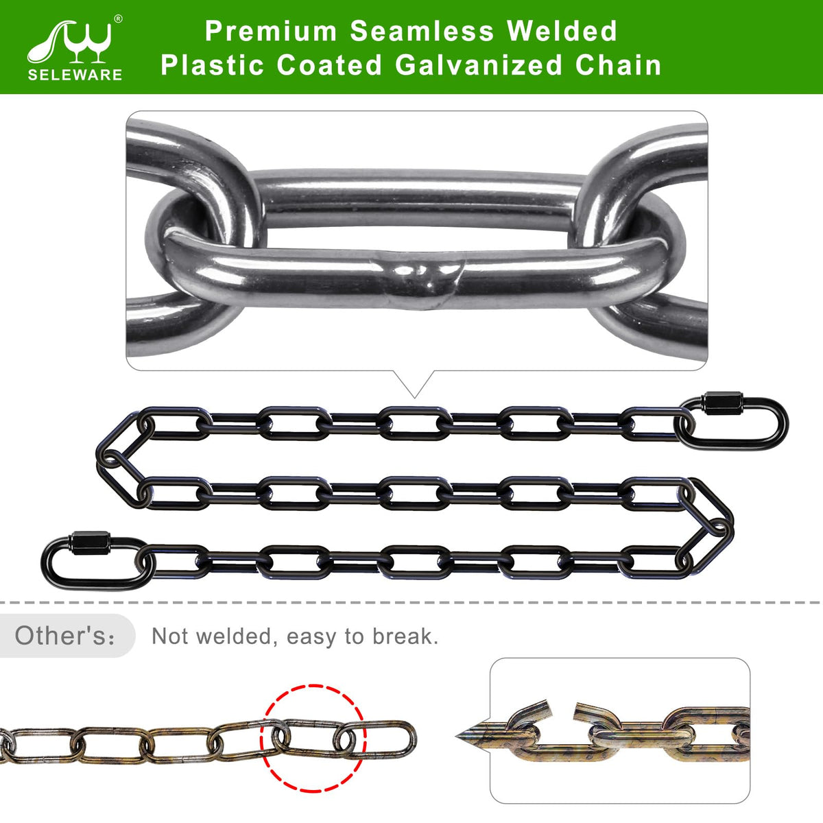 SELEWARE four carabiners included for quick, secure hook-up.