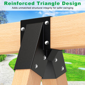 SELEWARE a-frame bracket installed on backyard swing demonstrates a secure DIY upgrade