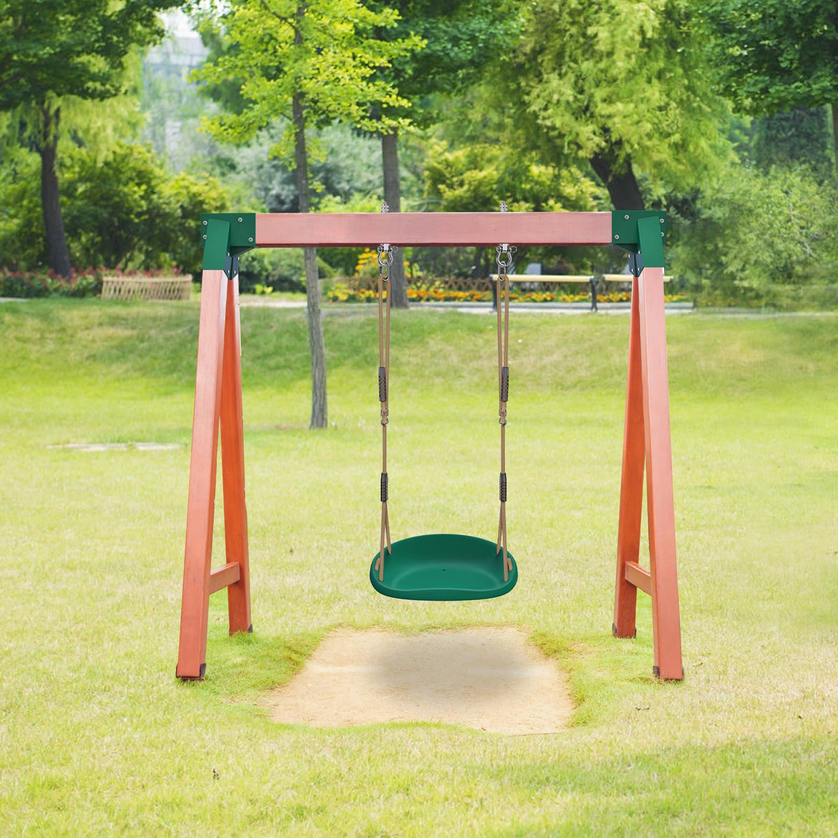 SELEWARE backyard swing setup ready for casual family fun