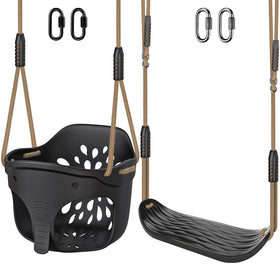 SELEWARE black toddler bucket swing, high back design for secure outdoor play.