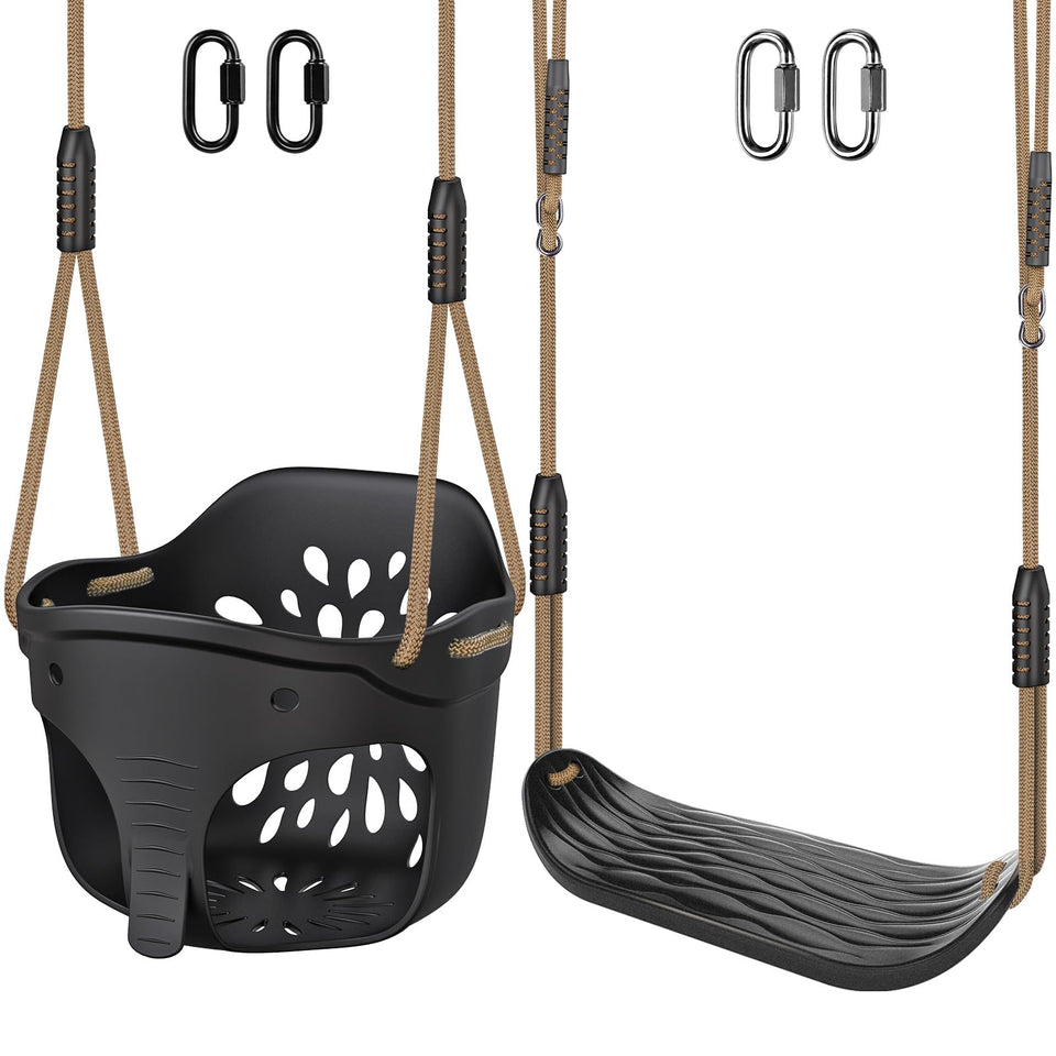 SELEWARE black toddler bucket swing, high back design for secure outdoor play.
