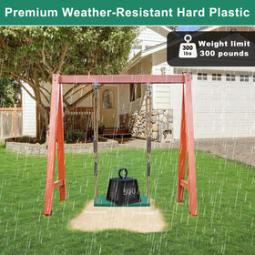 SELEWARE green swing seat in a sunny backyard offering versatile outdoor fun.