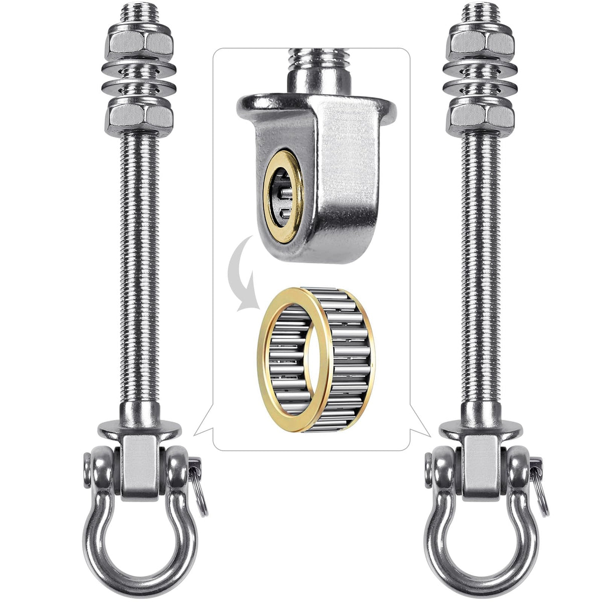 SELEWARE heavy-duty bearing swing hanger side view showing rugged stainless steel