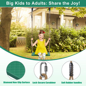 SELEWARE heavy-duty swing seat fully assembled with hooks ready for easy backyard setup.