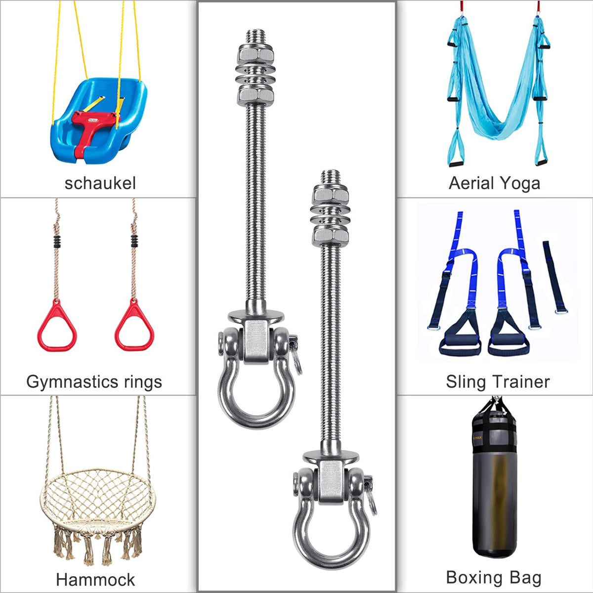SELEWARE metal-beam compatible swing hook ideal for porches and gyms