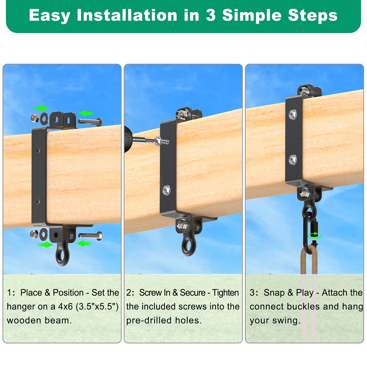 SELEWARE porch installation on wood beams yields a sturdy setup.
