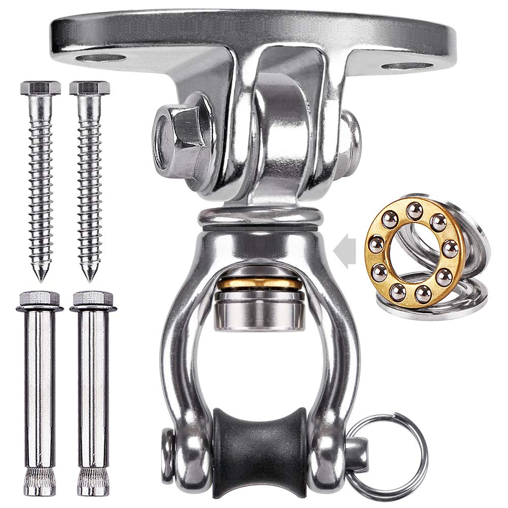 SELEWARE silent-bearing swivel hanger enables quiet, smooth swings indoors or outdoors.