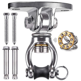 SELEWARE silent-bearing swivel hanger enables quiet, smooth swings indoors or outdoors.