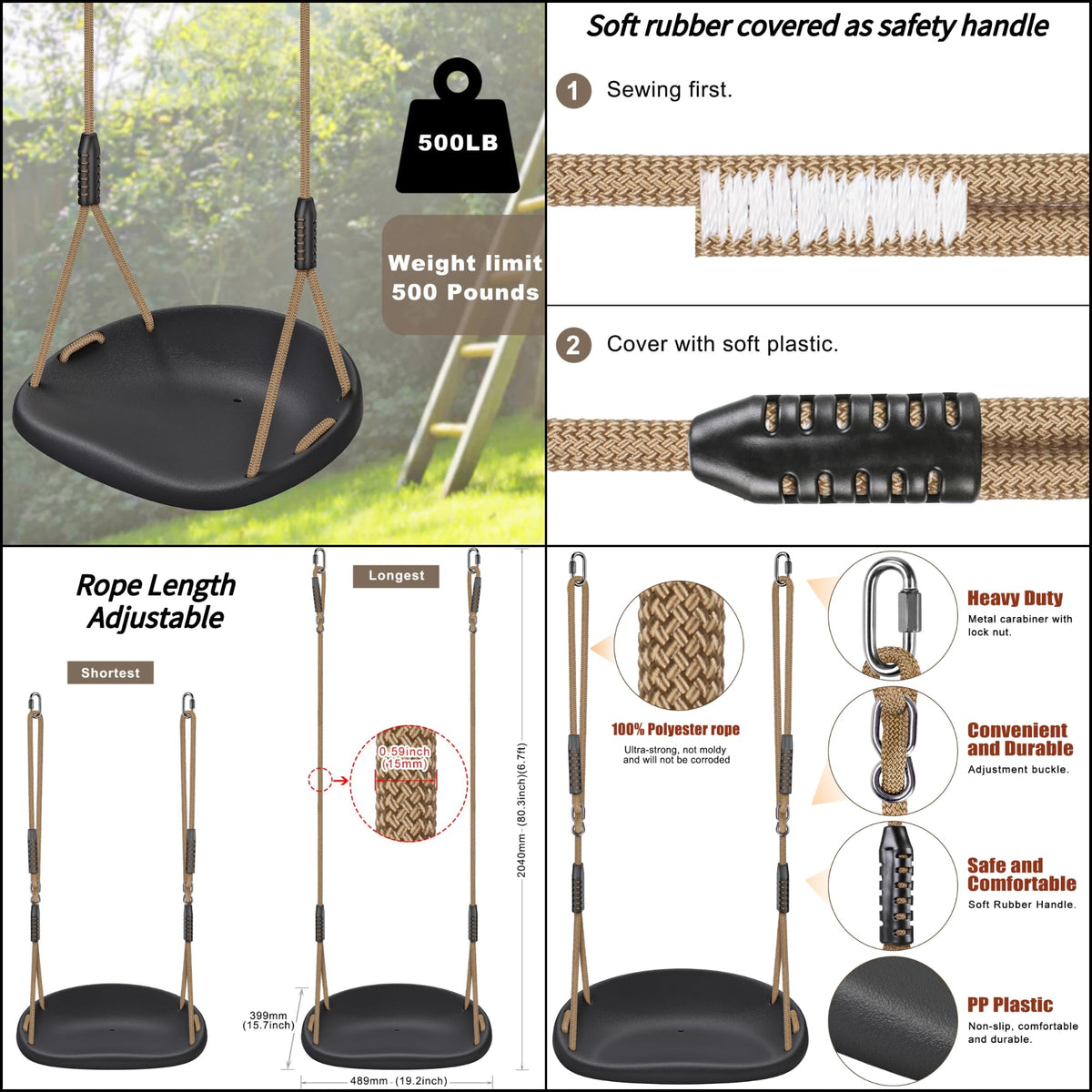 SELEWARE soft rubber grip handles for secure grip.