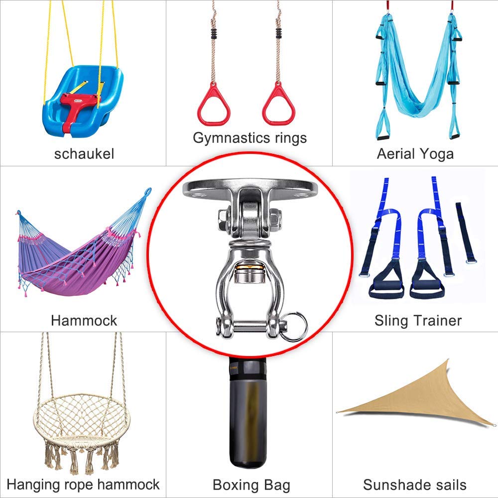 SELEWARE stainless-steel swing hook ceiling mount resists rust for long-lasting outdoor use.