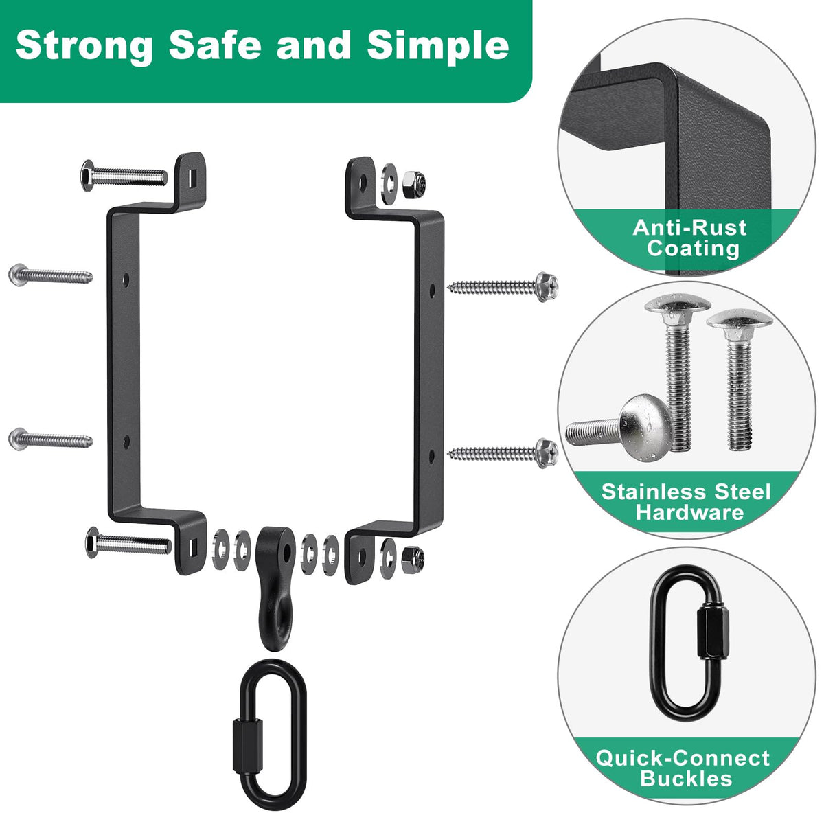 SELEWARE versatile hangers support swings, punching bags, hammocks, and more.