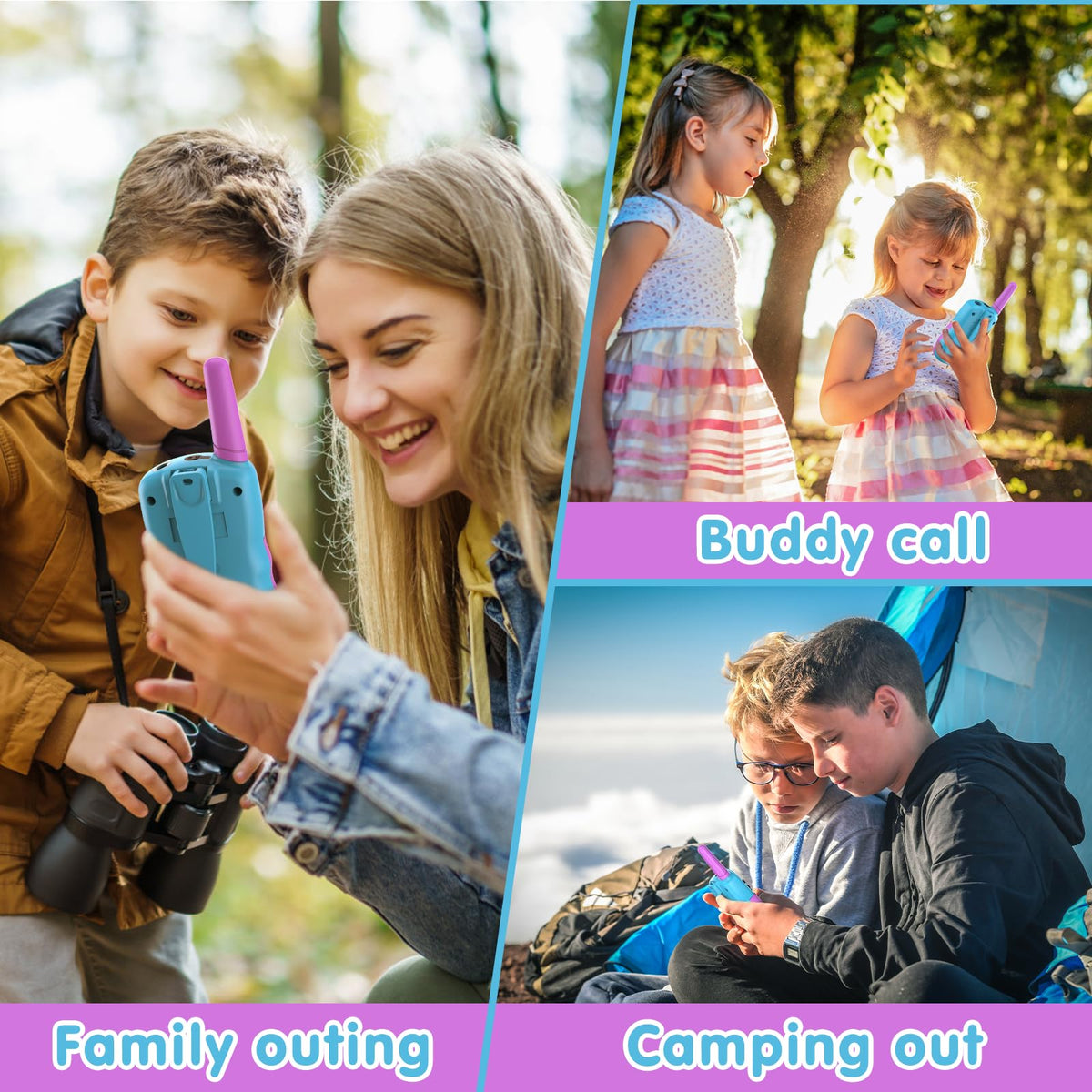 Selieve walkie talkies feature 22 channels to reduce interference during group play.