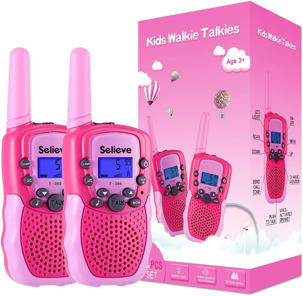 Selieve walkie talkie front view showing kid-friendly, easy push-to-talk design for outdoor play