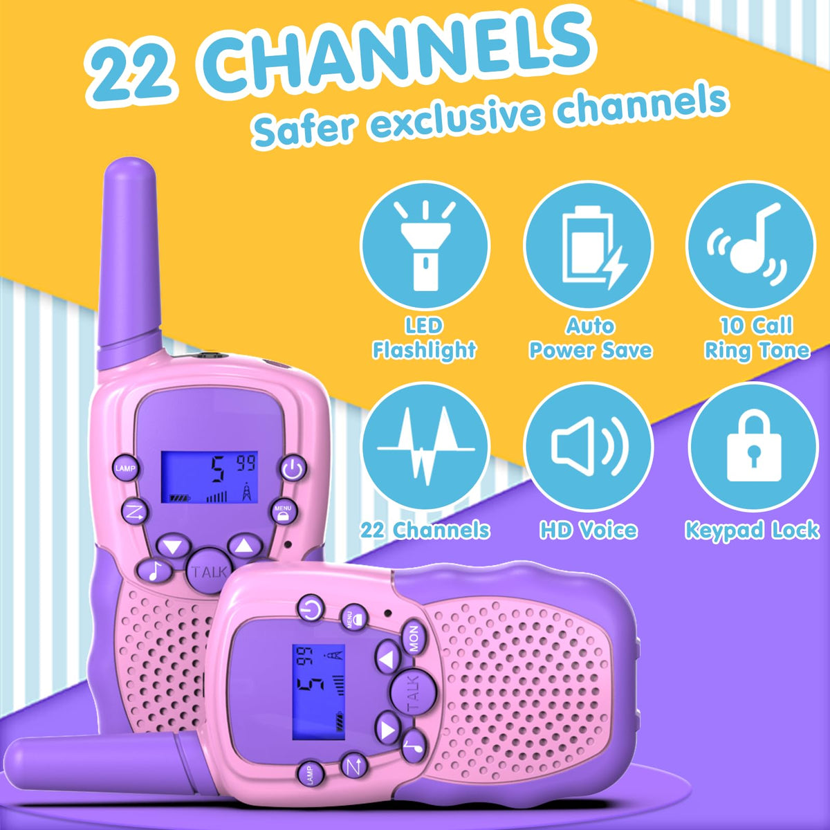 Selieve walkie talkie with built-in flashlight for camping tasks.