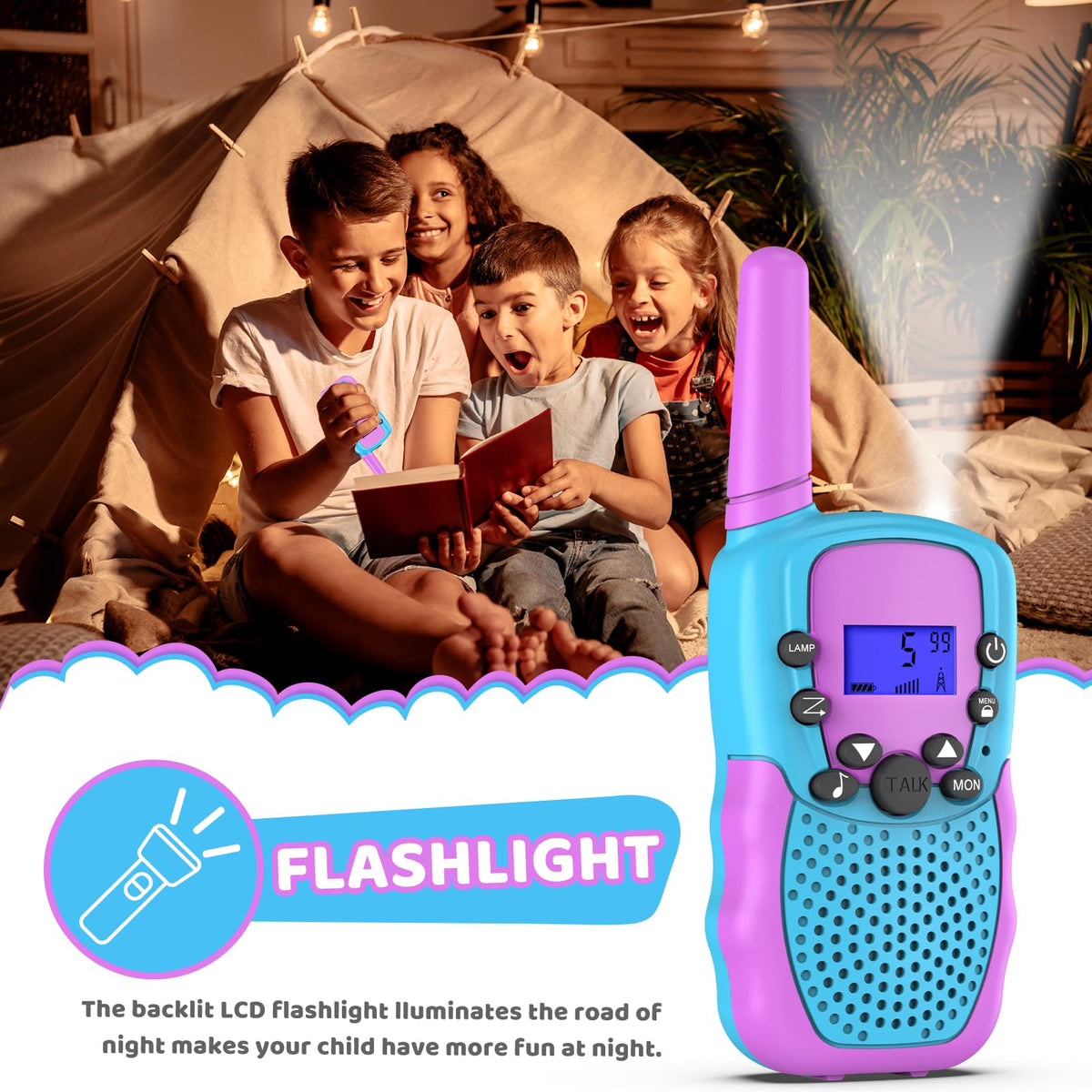 Selieve walkie talkies showing long-distance range for outdoor play.