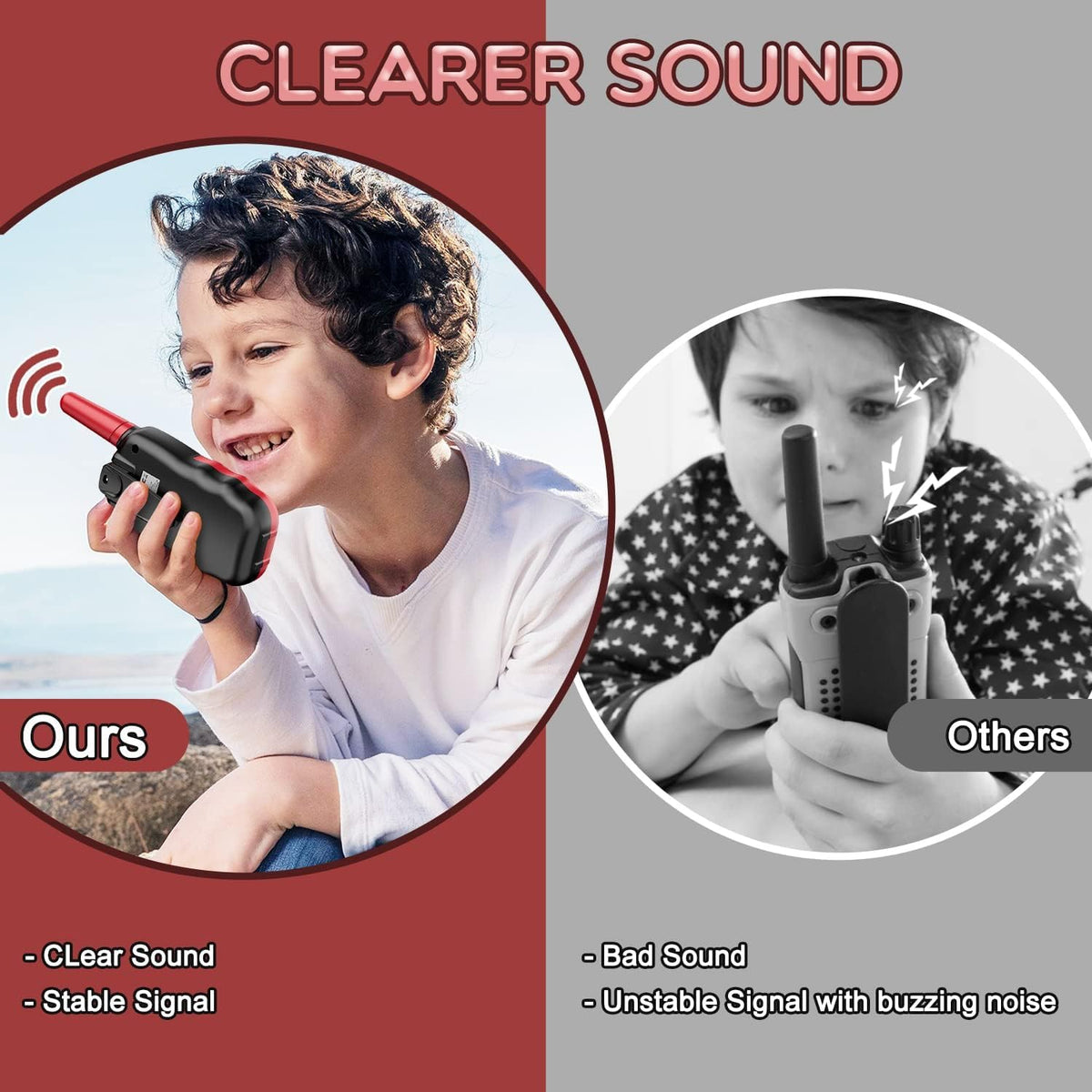 Selieve walkie talkies support push to talk for quick chats.