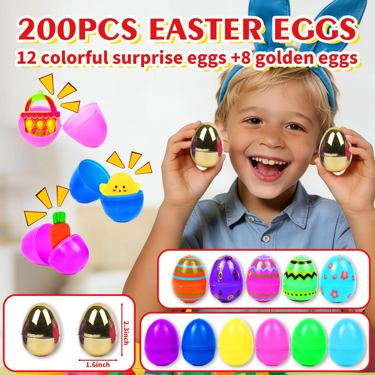 SEMITIMES bright-colored eggs with 180 surprise toys for varied play.