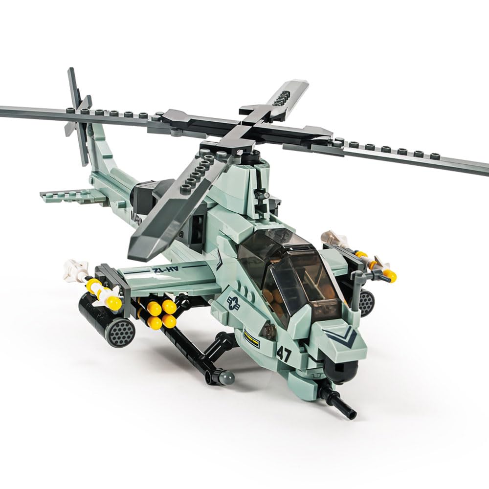 SEMKY AH-1Z Little Birds helicopter front view shows durable blocks for creative play.
