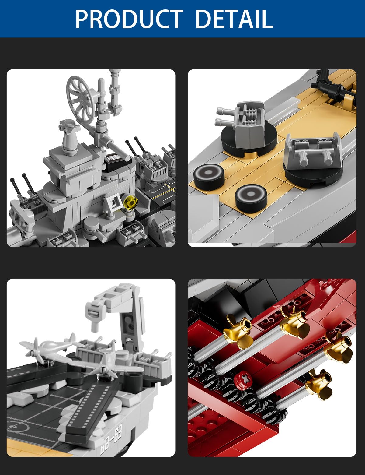 SEMKY USS Missouri BB-63 battleship deck details for realism.