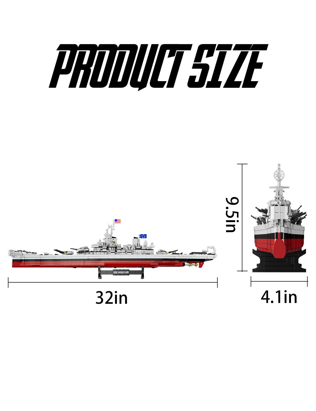 SEMKY USS Missouri BB-63 battleship display stand assembled.