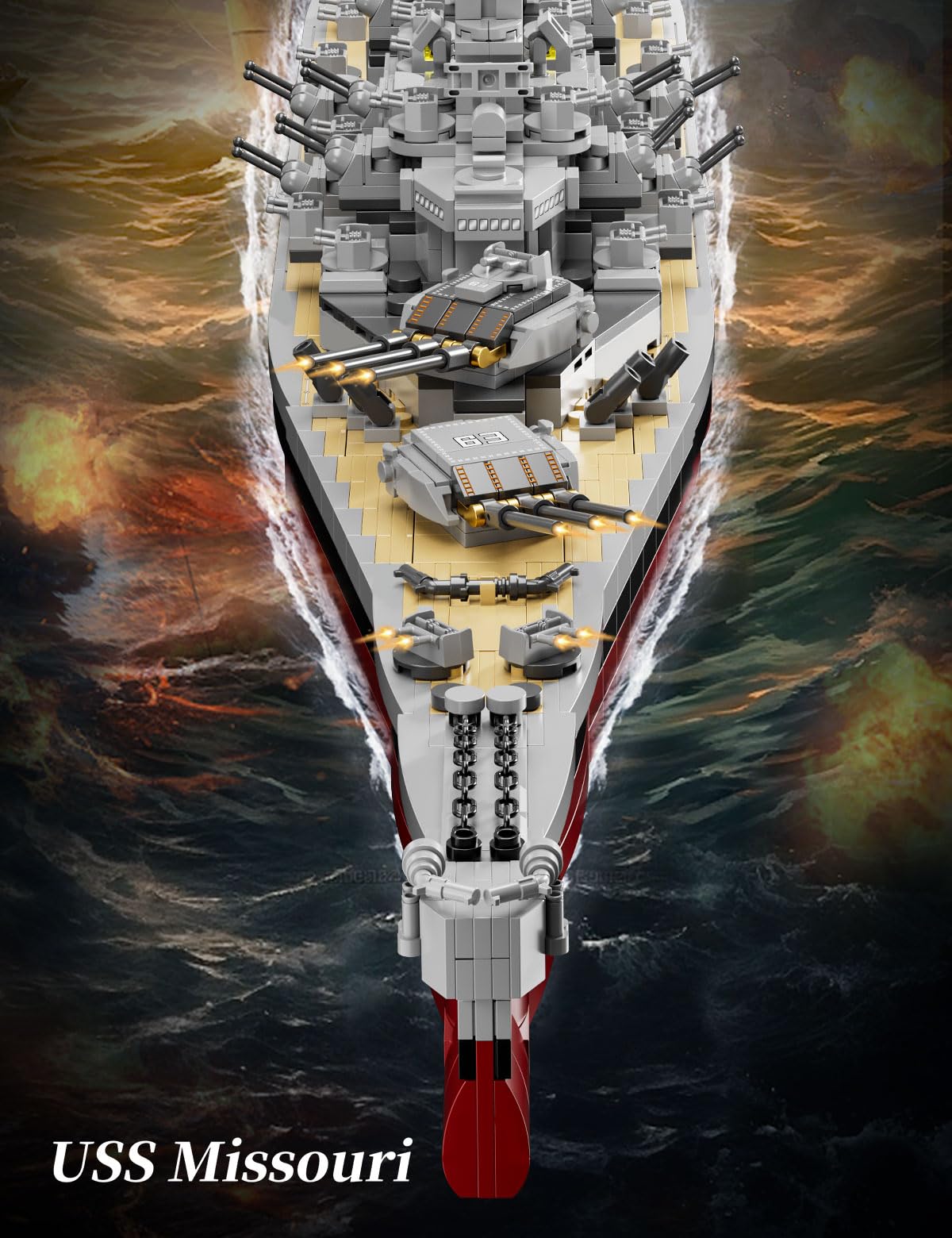 SEMKY USS Missouri BB-63 battleship top view, full build detail.