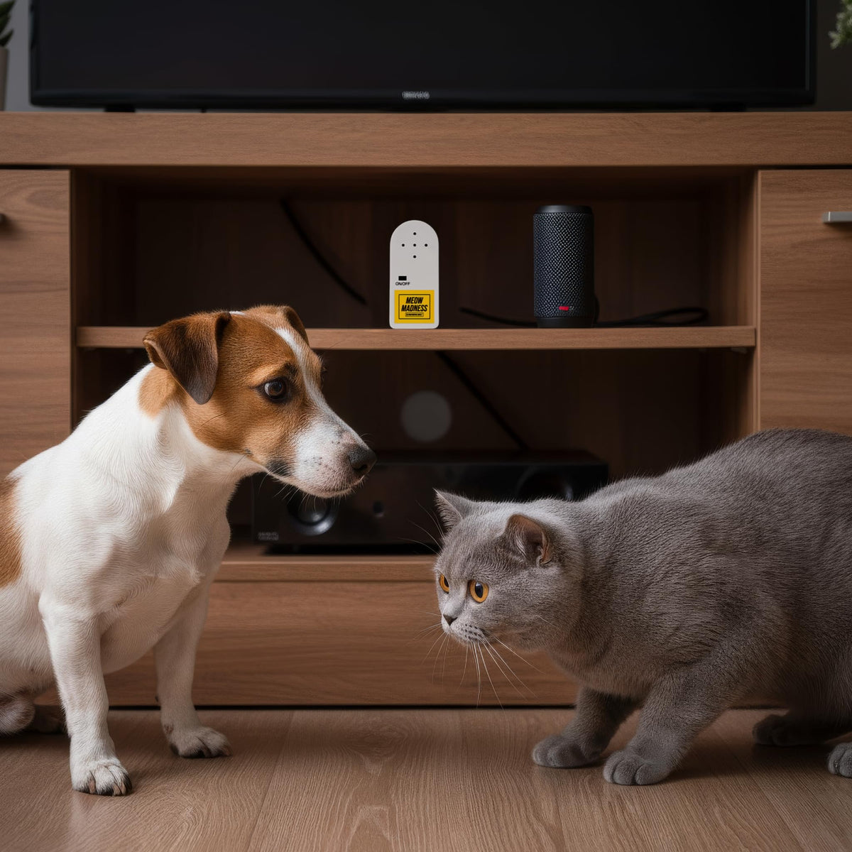 SendNonsense Hidden Cat Meow Prank 3-pack adhesive back mounts on furniture
