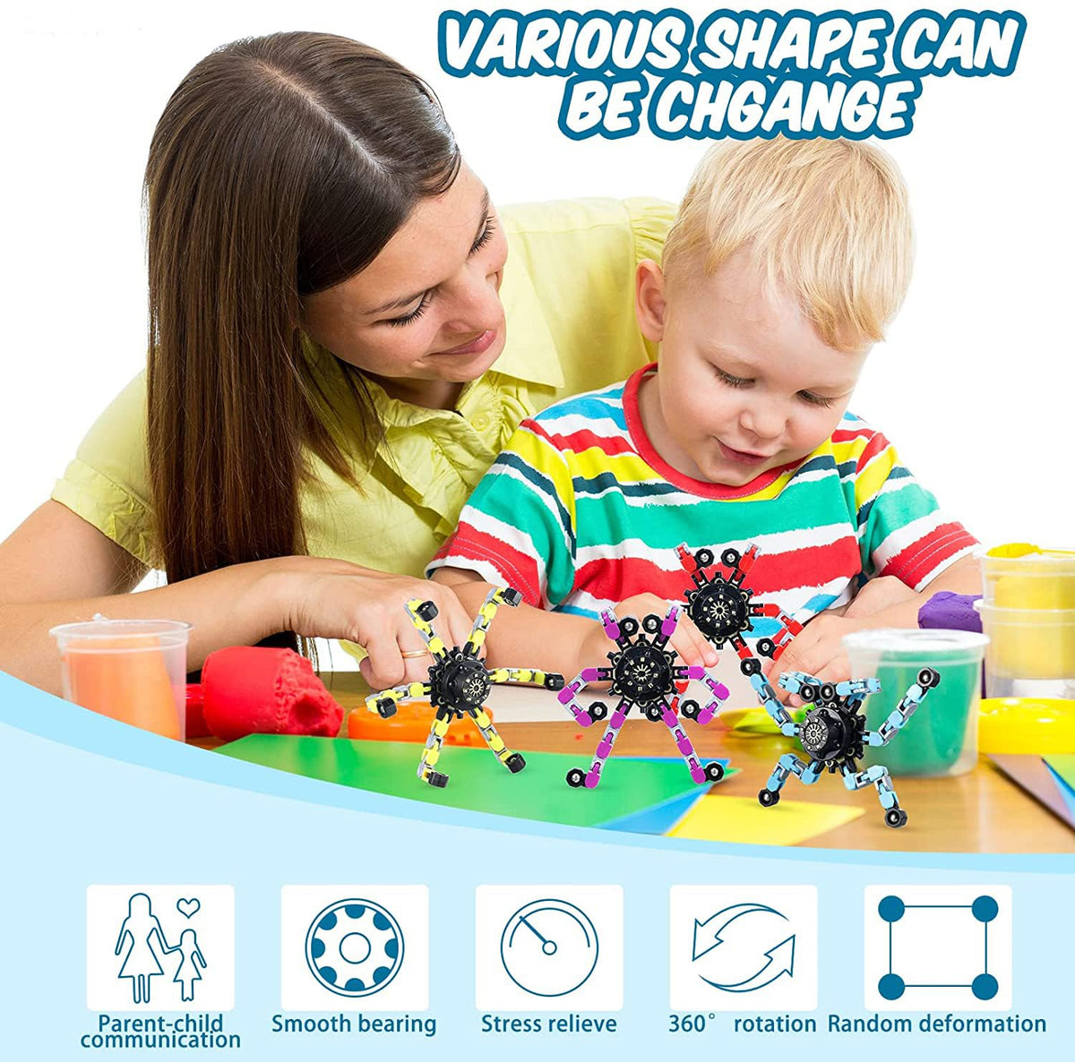 Sengtin mechanical gyro toy assembly highlights six adjustable chains.